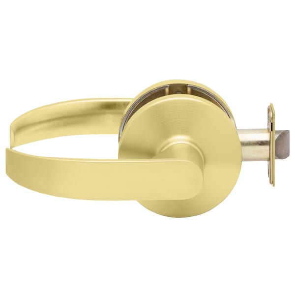 Grade 2 Cylindrical Lock, Passage/Closet Function, Non-Keyed, Quantum Lever, Standard Rose, Satin Br